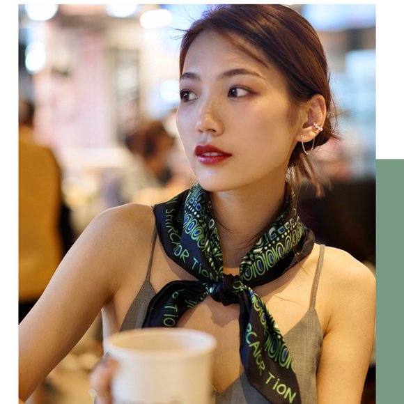 Women Genteel Elephant Print Twill Silk Scarf - Picture 3 of 9